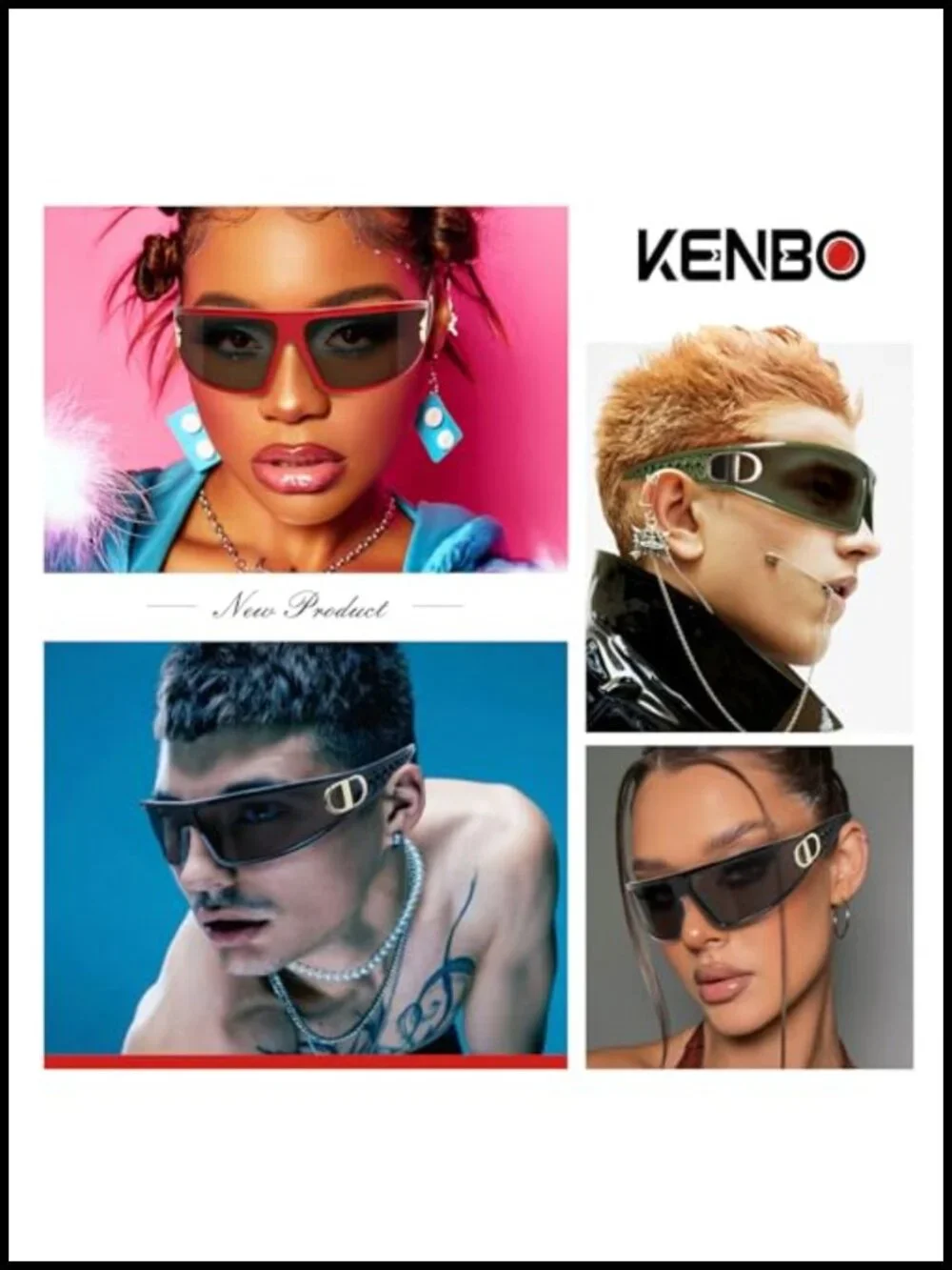 Y2K Wrap Around Futuristic Sunglasses UV400 Protection Rimless Metal